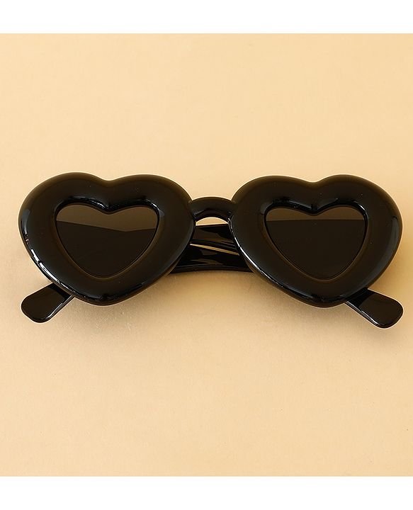 Babyhug TPE Heart Frame Solid Sunglasses - Black