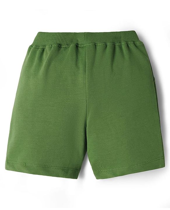 Babyhug Single Jersey Knit Half Sleeves T-Shirt & Shorts Set with Lion Print - Green