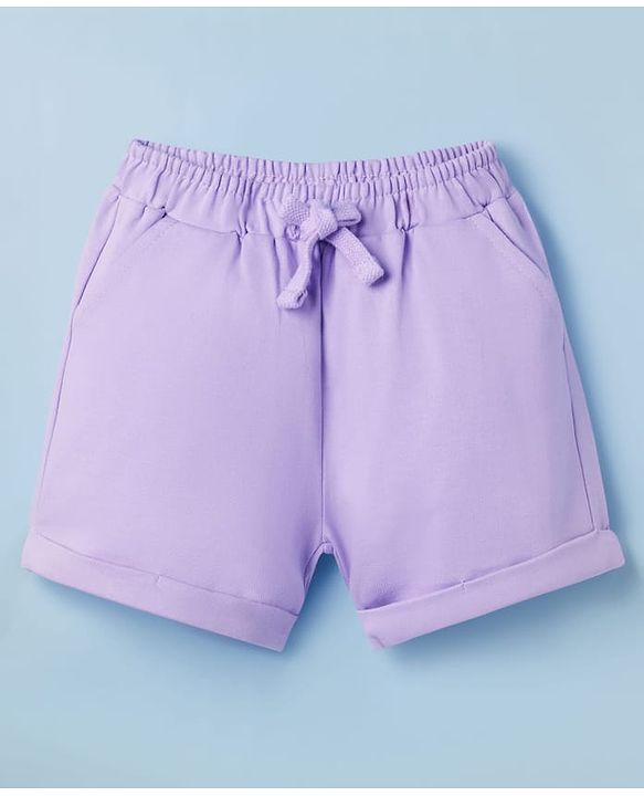 Babyhug Single Jersey Knit Half Sleeves Top & Shorts Set with Berry Mood Print - White & Lavender