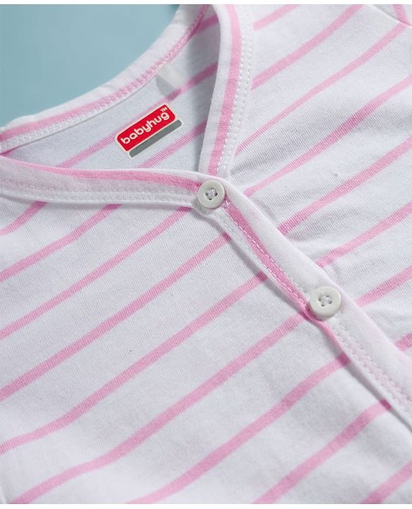 Babyhug Single Jersey Knit Full Sleeves Top & Leggings Set with Stripes - Pink