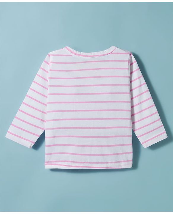 Babyhug Single Jersey Knit Full Sleeves Top & Leggings Set with Stripes - Pink