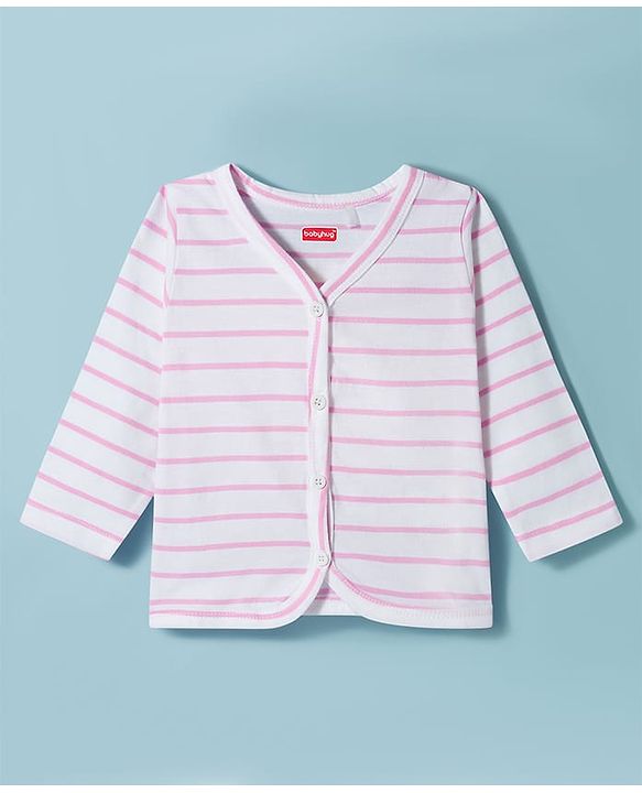 Babyhug Single Jersey Knit Full Sleeves Top & Leggings Set with Stripes - Pink