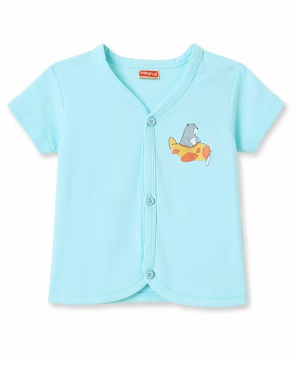 Babyhug Half Sleeves Cotton Knit Bear Print T-Shirts & Shorts Night Suit - Multicolour