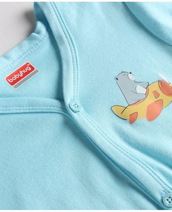 Babyhug Half Sleeves Cotton Knit Bear Print T-Shirts & Shorts Night Suit - Multicolour