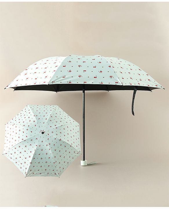 Pine Kids Free Size Umbrella With Cheery Print - Light Green
