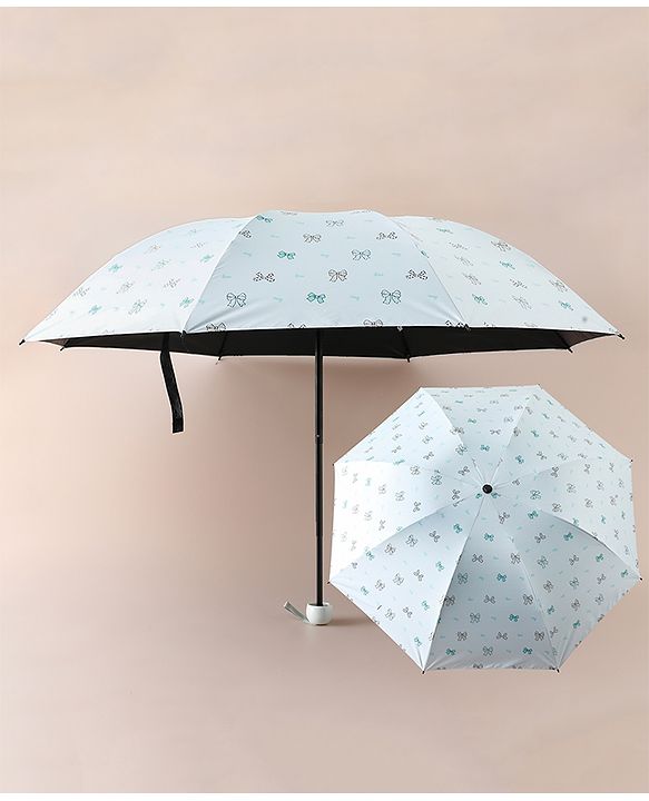 Pine Kids Free Size Umbrella with Bow Print - Sky Blue