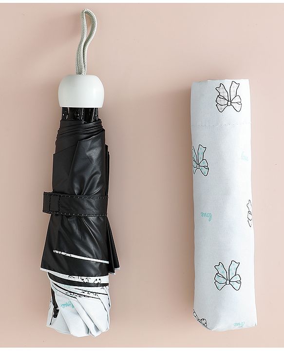 Pine Kids Free Size Umbrella with Bow Print - Sky Blue