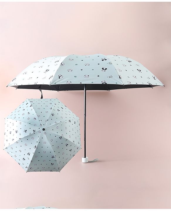 Pine Kids Free Size Umbrella with Panda Print - Light Green