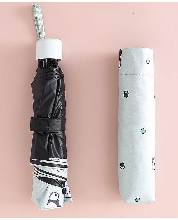 Pine Kids Free Size Umbrella with Panda Print - Light Green