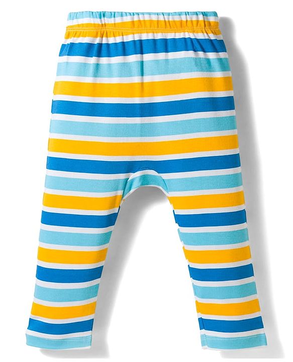 Babyhug Interlock Knit Full Length Striped & Animal Printed Diaper Leggings Pack of 3 - Multicolor