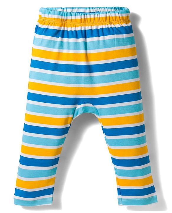 Babyhug Interlock Knit Full Length Striped & Animal Printed Diaper Leggings Pack of 3 - Multicolor