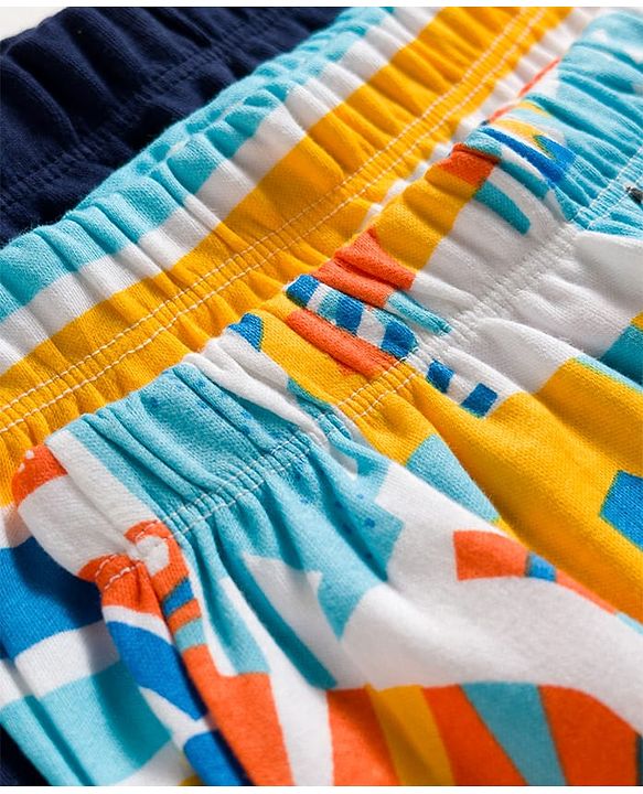 Babyhug Interlock Knit Full Length Striped & Animal Printed Diaper Leggings Pack of 3 - Multicolor