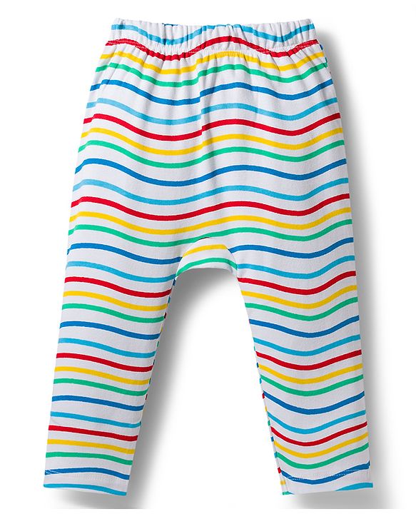 Babyhug Interlock Knit Full Length Sea Life Printed Diaper Leggings Pack Of 3 - Multicolour