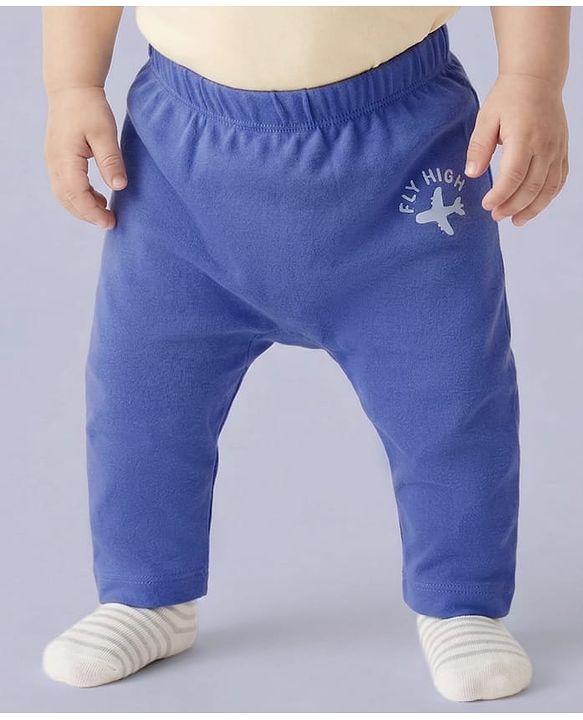 Babyhug 100% Cotton Interlock Knit Full Length Diaper Leggings with Airplane Print & Stripes Pack of 3 - Multicolor