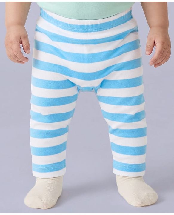Babyhug 100% Cotton Interlock Knit Full Length Diaper Leggings with Airplane Print & Stripes Pack of 3 - Multicolor