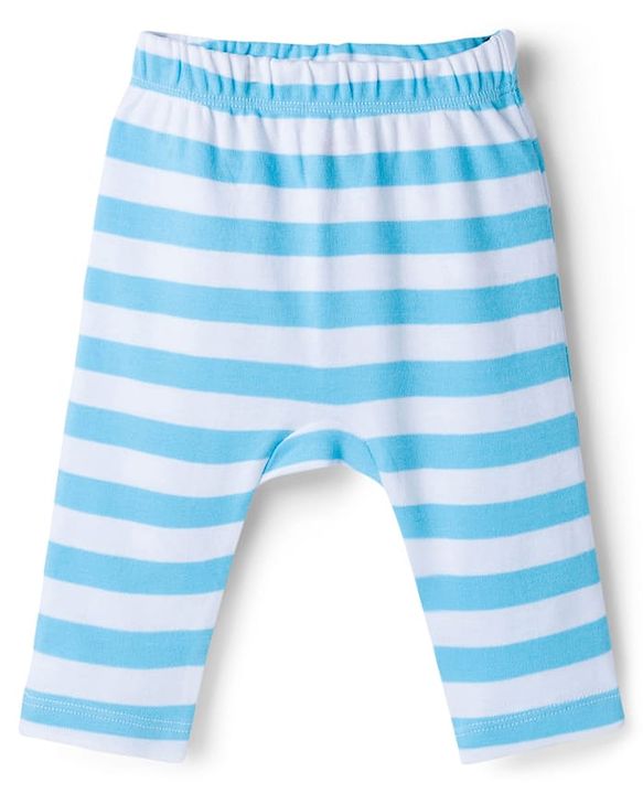 Babyhug 100% Cotton Interlock Knit Full Length Diaper Leggings with Airplane Print & Stripes Pack of 3 - Multicolor