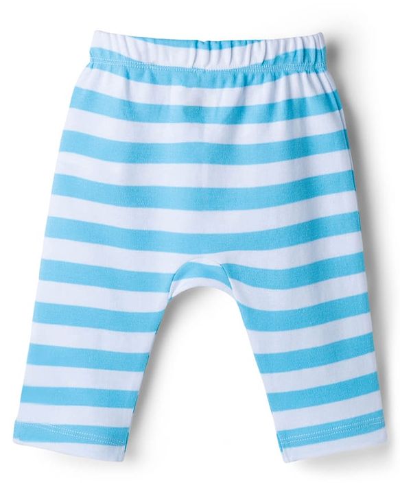 Babyhug 100% Cotton Interlock Knit Full Length Diaper Leggings with Airplane Print & Stripes Pack of 3 - Multicolor