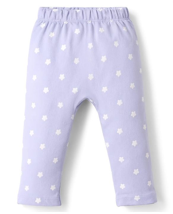 Babyhug Interlock Knit Full Length Star & Ice Cream Printed Diaper Leggings Pack of 3 - Multicolor