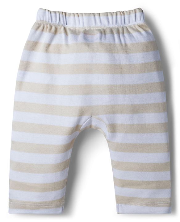 Babyhug Interlock Knit Full Length Diaper Leggings with Vehicle Print & Stripes Pack of 3 - Multicolor