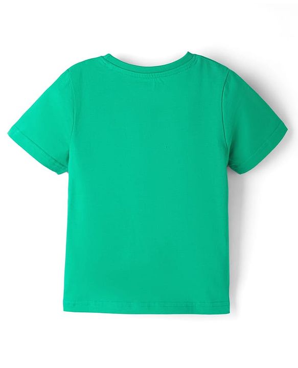 Pine Kids Cotton Knit Half Sleeves T-Shirt & Shorts Night Suit With Tree Print - Green