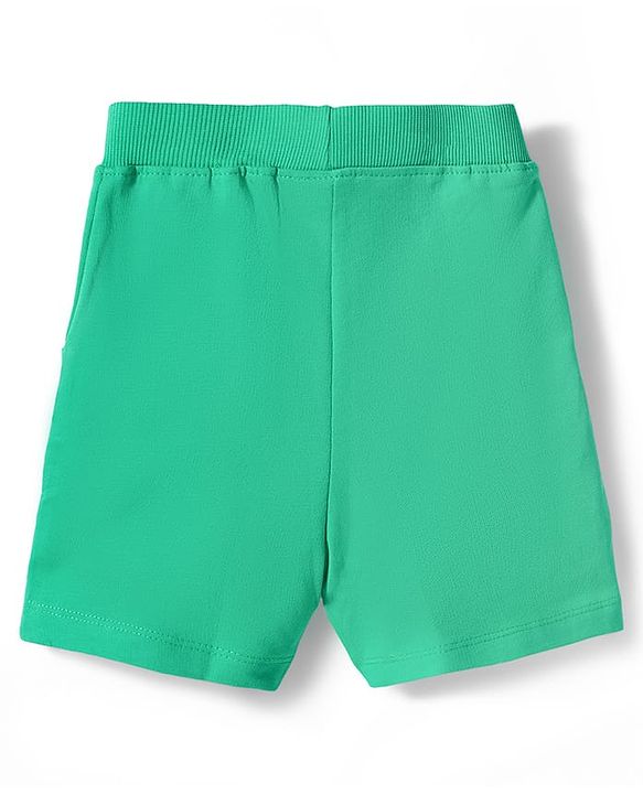 Babyhug Single Jersey Knit Half Sleeves T-Shirt & Shorts Set With Tiger Print - Green