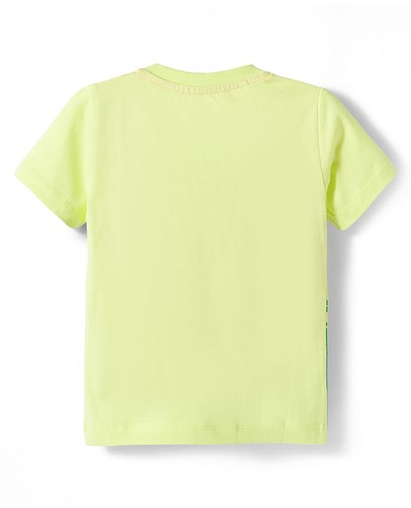 Babyhug Single Jersey Knit Half Sleeves T-Shirt & Shorts Set With Tiger Print - Green