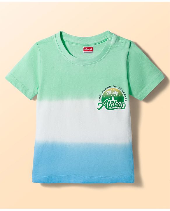Babyhug Single Jersey Knit Half Sleeves T-Shirt & Shorts Set with Hawaii Print - Multicolor