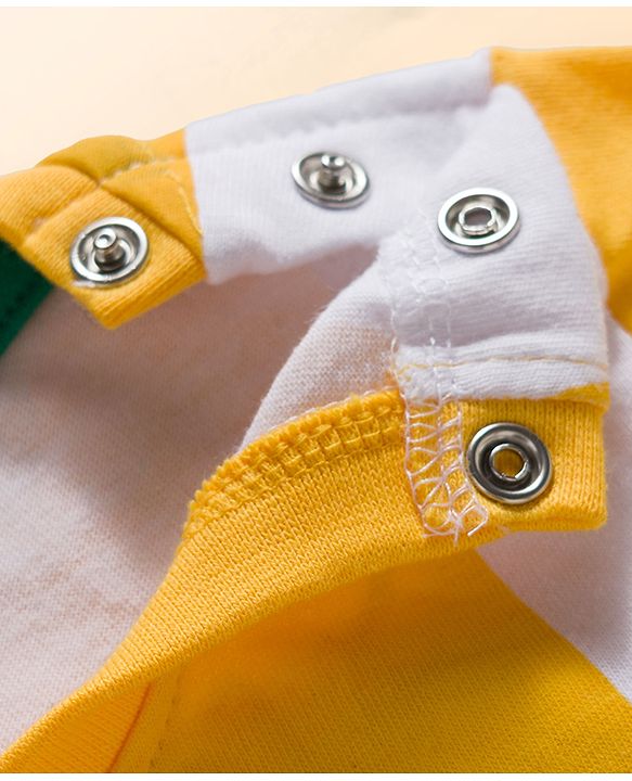 Babyhug Single Jersey Knit Half Sleeves Striped T-Shirt & Shorts Set with Text Print - Green