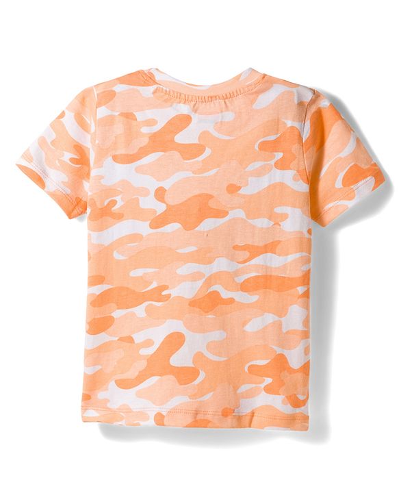 Babyhug Single Jersey Knit Half Sleeves T-Shirt & Shorts Co-ord  Set With Dino Print - Orange