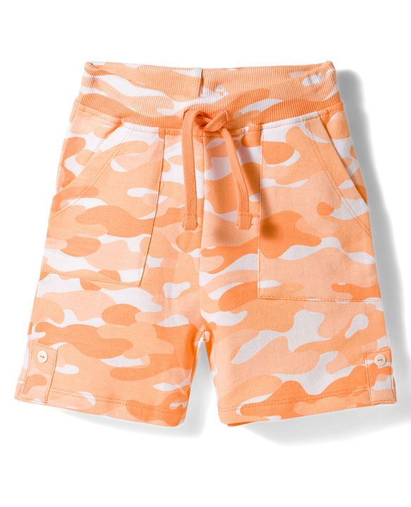 Babyhug Single Jersey Knit Half Sleeves T-Shirt & Shorts Co-ord  Set With Dino Print - Orange
