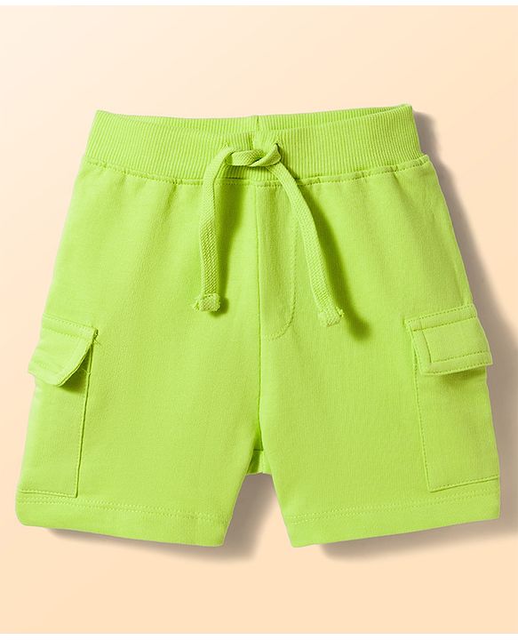 Babyhug Single Jersey Knit Sleevless T-Shirt & Shorts Set with Miami Print - Light Green & White