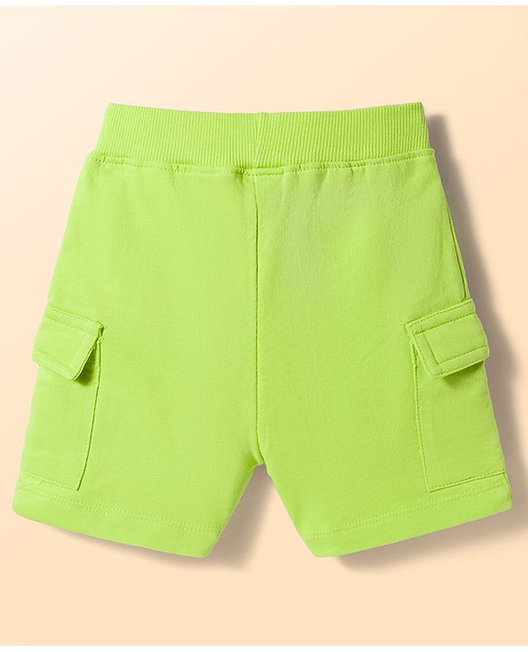 Babyhug Single Jersey Knit Sleevless T-Shirt & Shorts Set with Miami Print - Light Green & White