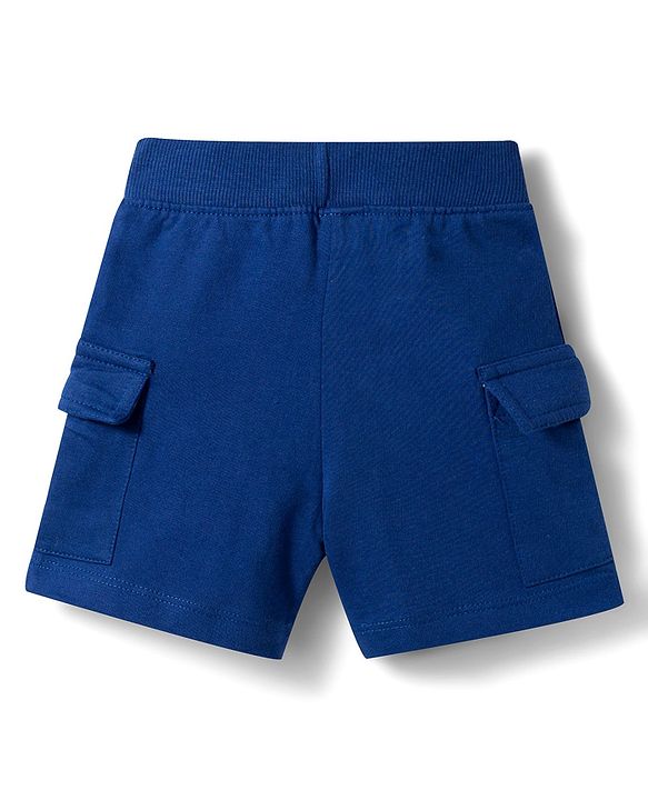 Babyhug Single Jersey Knit Half Sleeves Shirt & Shorts Set with Leaf Print - Navy Blue