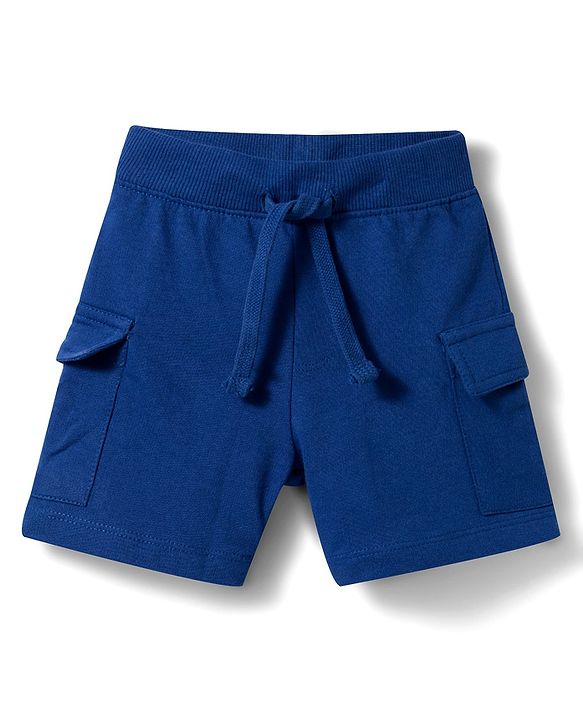 Babyhug Single Jersey Knit Half Sleeves Shirt & Shorts Set with Leaf Print - Navy Blue