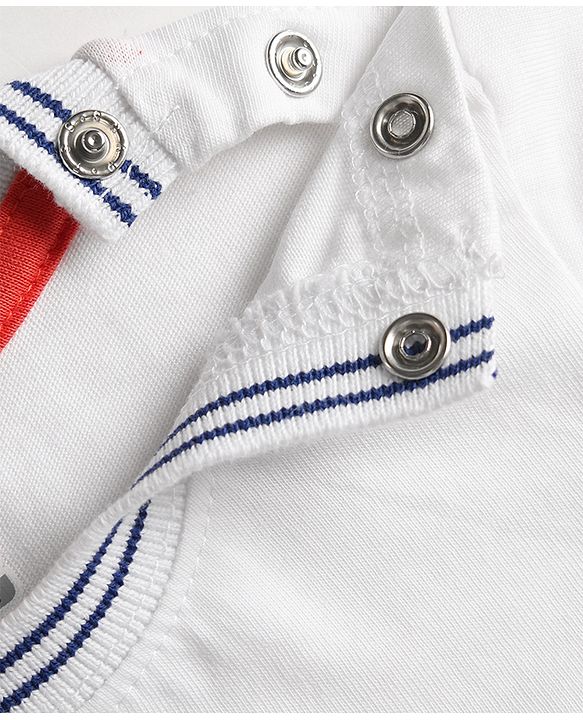 Babyhug Single Jersey Knit Half Sleeves Striped & Nautical Theme Printed T-Shirt & Cargo Shorts Set - Multicolor & Navy Blue