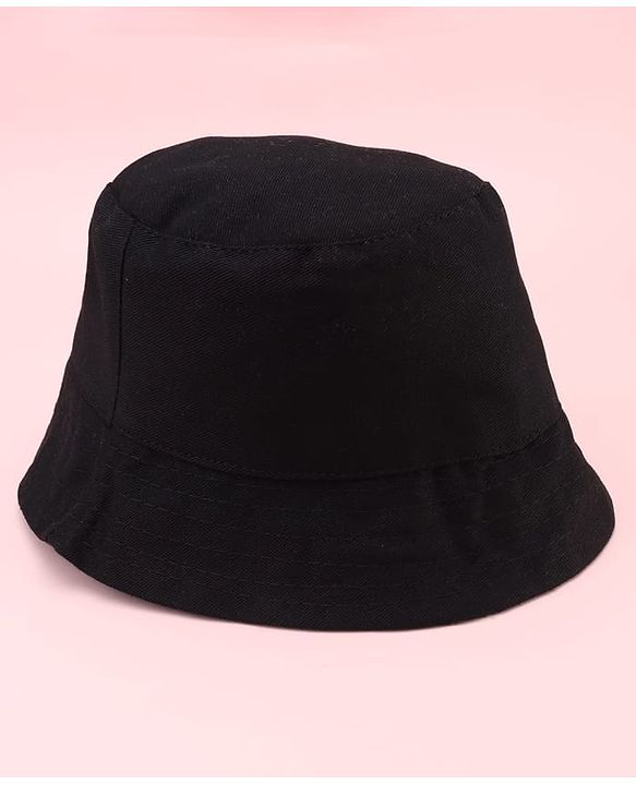 Babyhug Disney Cotton Woven Summer Bucket Cap With Micky Mouse Embroidery Black - Diameter 21 cm