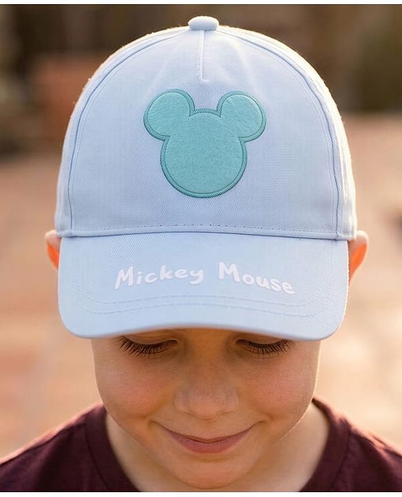 Pine Kids Disney Cotton Woven Summer Cap with Mickey Mouse Graphic & Patch Blue - Diameter 16.5 cm