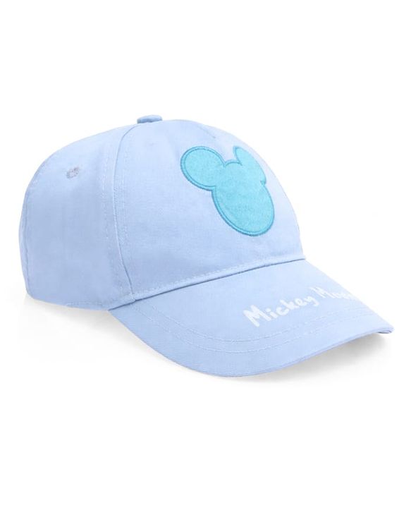 Pine Kids Disney Cotton Woven Summer Cap with Mickey Mouse Graphic & Patch Blue - Diameter 16.5 cm