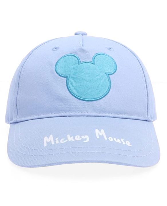 Pine Kids Disney Cotton Woven Summer Cap with Mickey Mouse Graphic & Patch Blue - Diameter 16.5 cm