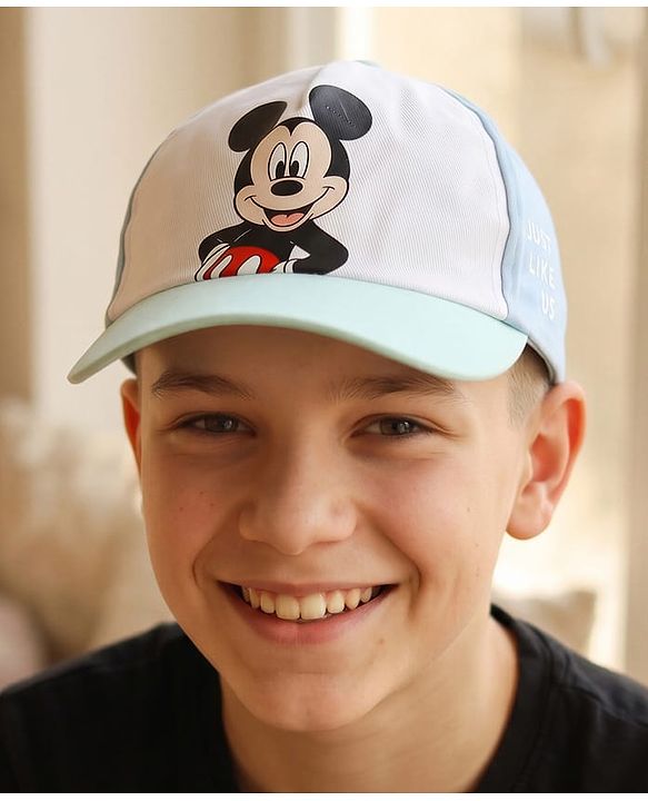 Pine Kids Disney Cotton Woven Summer Cap With Mickey Mouse Graphics Multicolor - Diameter 21 cm