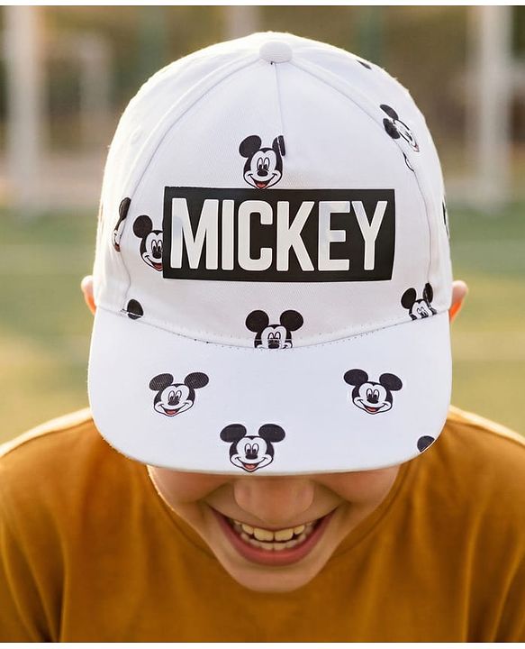 Pine Kids Disney 100% Cotton Summer Cap With Mickey Mouse Graphic White - Diameter 17 cm