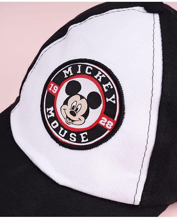 Babyhug Disney 100% Cotton Woven Summer Cap With Micky Mouse Graphics Multicolour - Diameter 15 cm