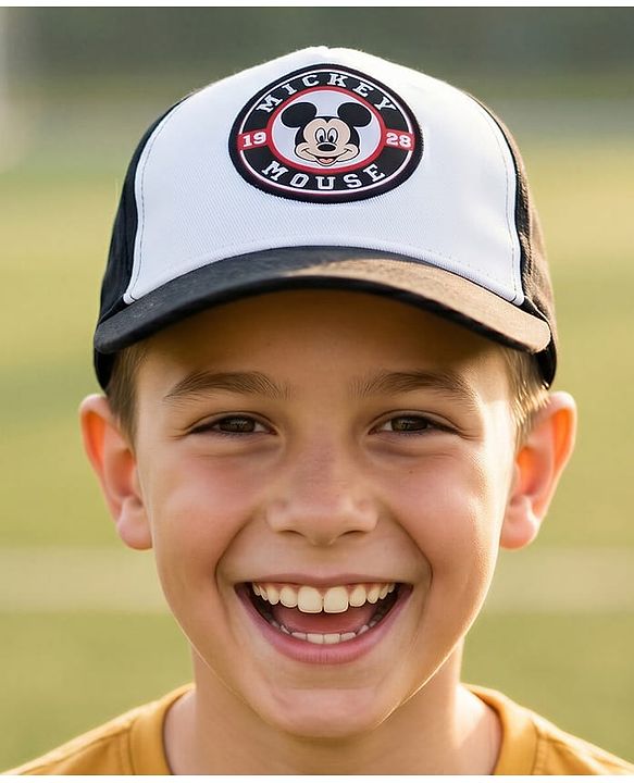 Babyhug Disney 100% Cotton Woven Summer Cap With Micky Mouse Graphics Multicolour - Diameter 15 cm