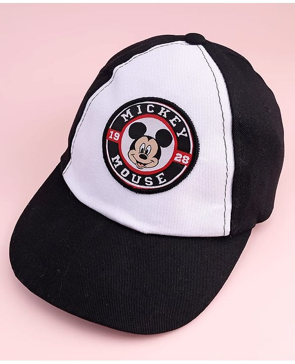 Babyhug Disney 100% Cotton Woven Summer Cap With Micky Mouse Graphics Multicolour - Diameter 15 cm