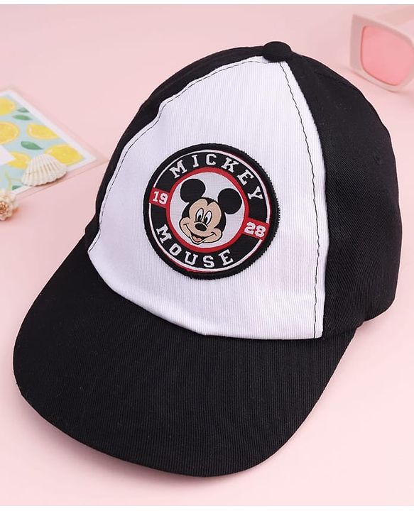 Babyhug Disney 100% Cotton Woven Summer Cap With Micky Mouse Graphics Multicolour - Diameter 15 cm