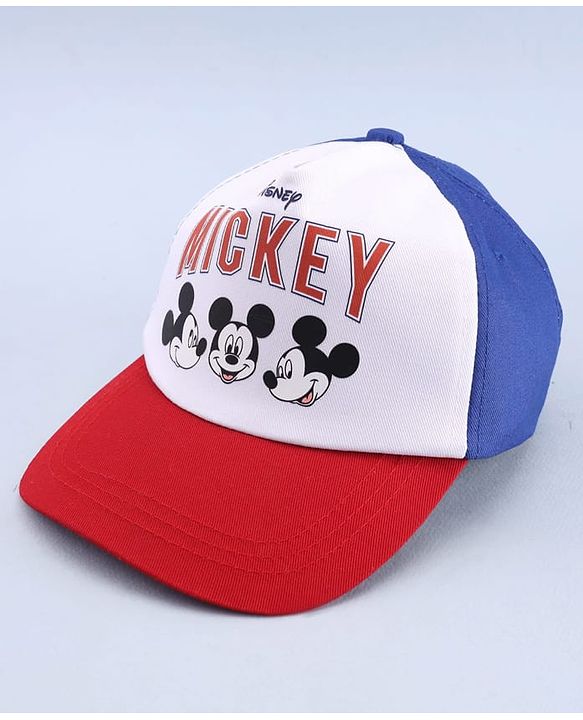 Babyhug Disney 100% Cotton Woven Summer Cap With Micky Mouse Graphics Multicolour - Diameter 18 cm