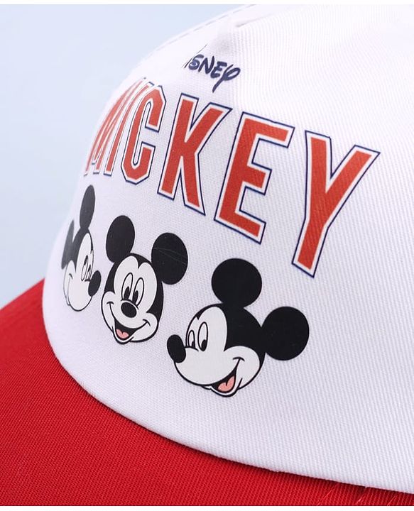 Babyhug Disney 100% Cotton Woven Summer Cap With Micky Mouse Graphics Multicolour - Diameter 18 cm