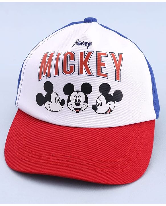 Babyhug Disney 100% Cotton Woven Summer Cap With Micky Mouse Graphics Multicolour - Diameter 18 cm