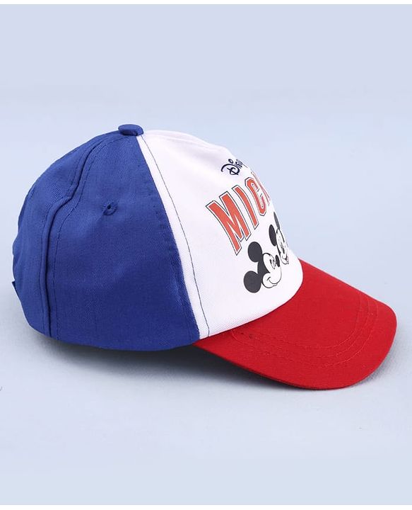 Babyhug Disney 100% Cotton Woven Summer Cap With Micky Mouse Graphics Multicolour - Diameter 18 cm