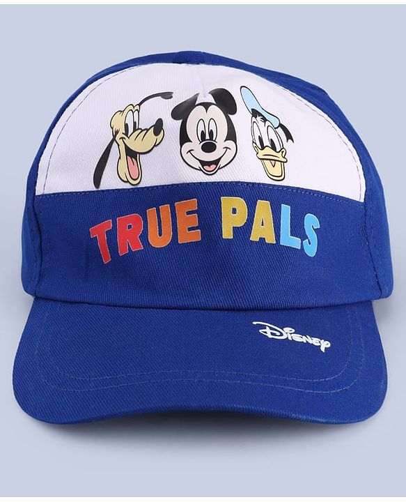 Babyhug Disney 100% Cotton Woven Summer Cap With Mickey Mouse Graphics Multicolour - Diameter 15 Cm